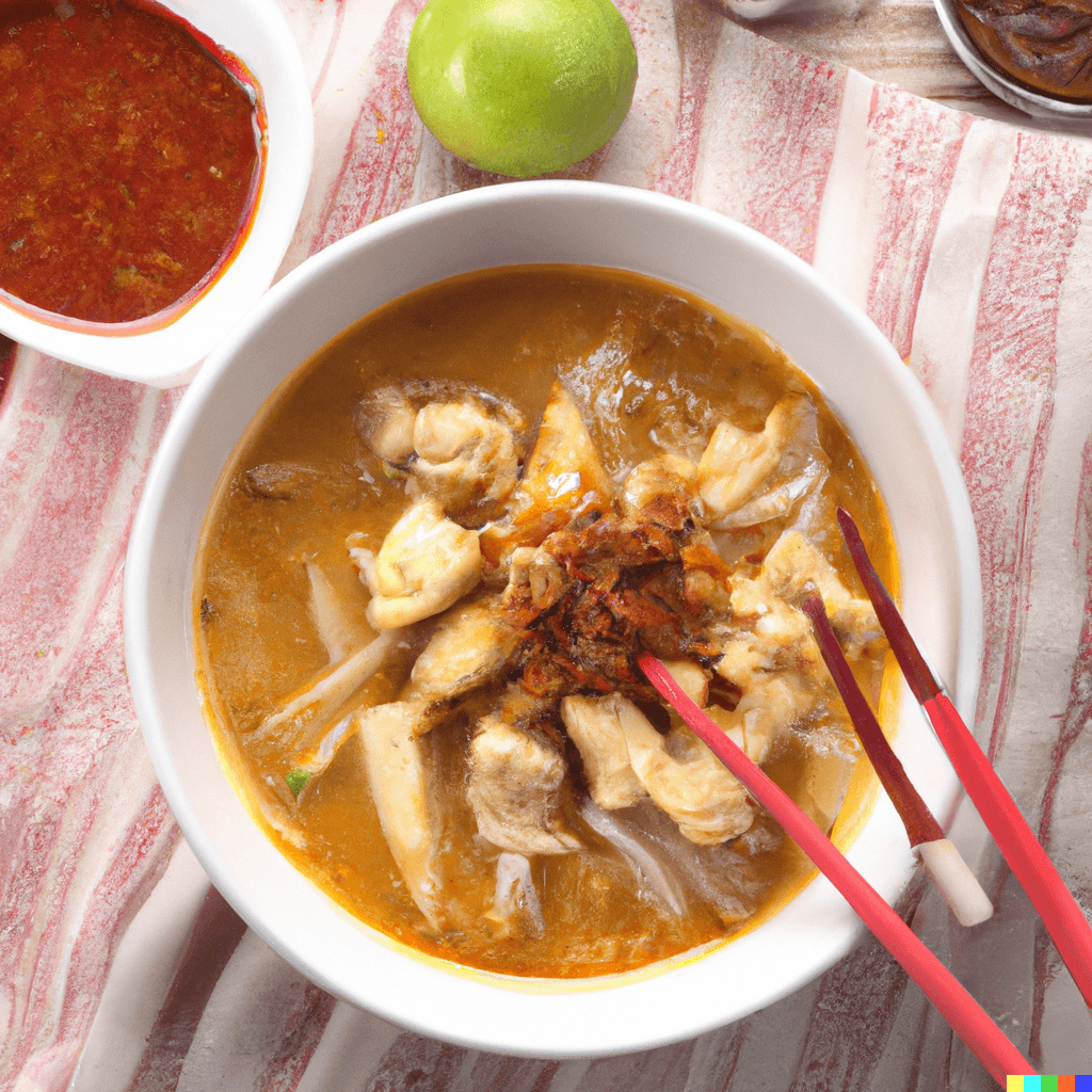 Satay Chicken Vermicelli in Soup + Scramble Egg and Ham + Butter Toast