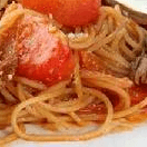 Tomato and Beef with Tomato Sauce on Spaghetti + Hash Brown