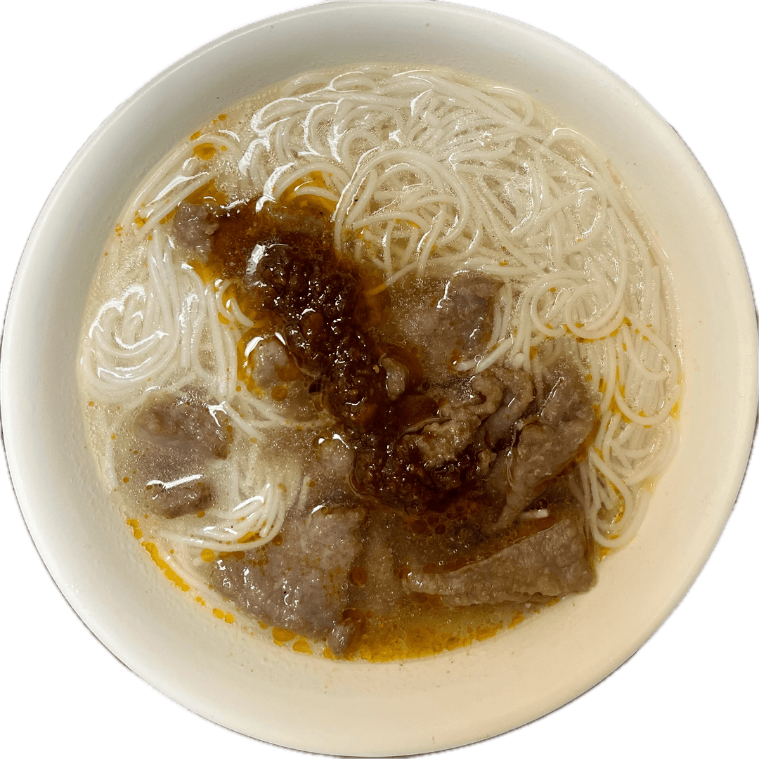 Satay Beef Vermicelli in Soup with Egg Sandwich