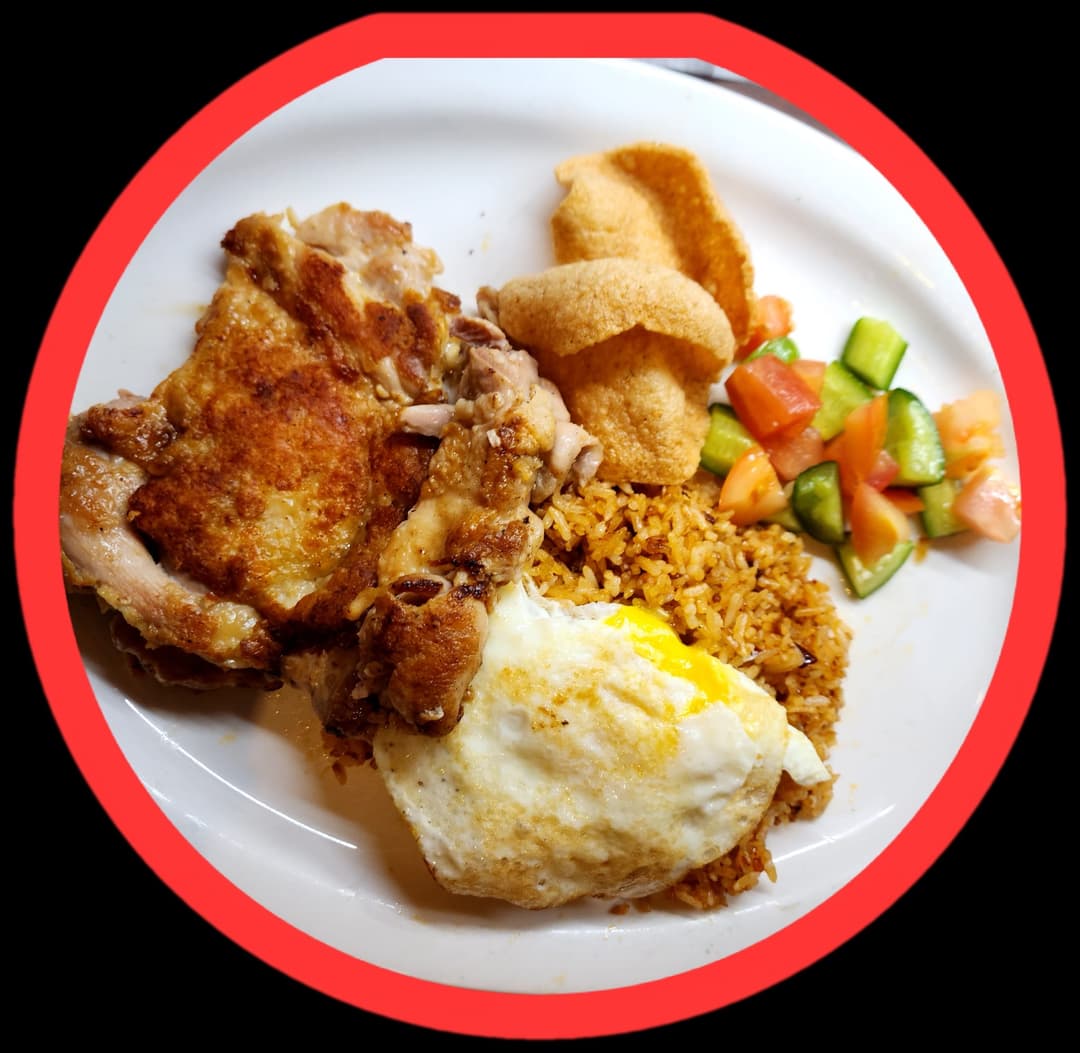 Spice Fried Rice with Chicken Fillet in Indonesia Style